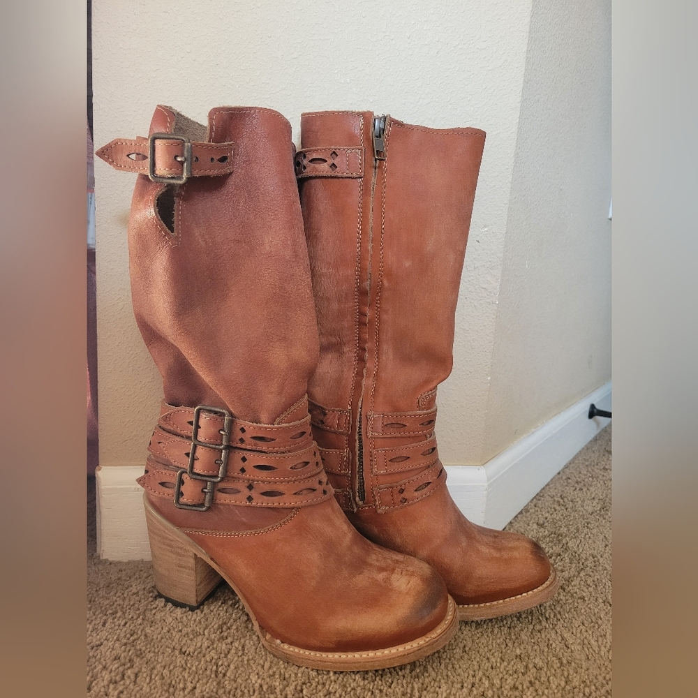Freebird by Steven Tan and Brown Leather Boots
